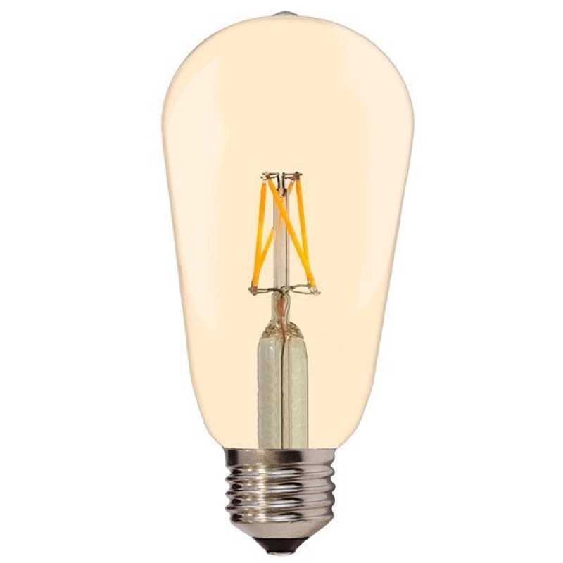 LED lámpa , égő , Edison izzószálas hatás , körte , E27 foglalat , 7 Watt , borostyán sárga