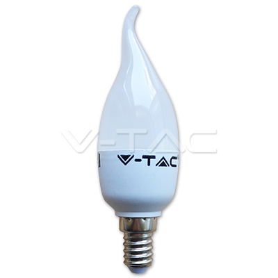 LED lámpa égő, E14 foglalat, gyertya láng forma, 4 watt, meleg fehér