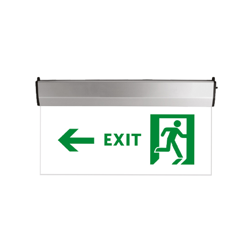 LED vészkijárat jelző átlátszó üveg EXIT és BALRA piktogram felirattal 3W 2óra IP44