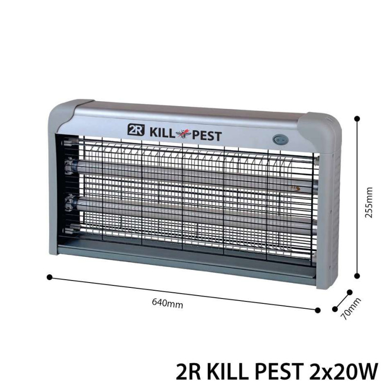 2R Kill Pest Rovarölő Lámpa 2x20W 230V Acélszürke 