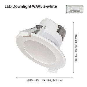 2RLED WAVE R205 3 WHITE mélysugárzó LED lámpa 25W 2500lm IP44 244mm