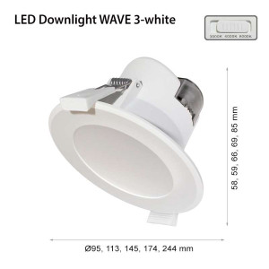 2RLED WAVE R205 3 WHITE mélysugárzó LED lámpa 25W 2500lm IP44 244mm