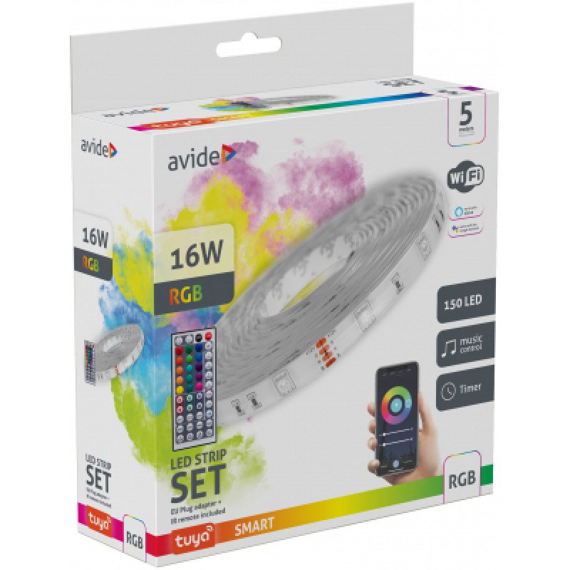 Avide 5 m KÜLTÉRI RGB LED szett 12V TUYA+IR távirányító