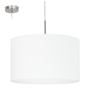 textil, függesztett mennyezeti lámpa E27 60W 38cm fehér Pasteri