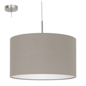 textil, függesztett mennyezeti lámpa E27 60W 38cm szürkésbarna Pasteri