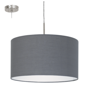 textil, függesztett mennyezeti lámpa E27 60W 38cm szürke Pasteri