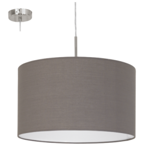 textil, függesztett mennyezeti lámpa E27 60W 38cm szürkésbarna Pasteri