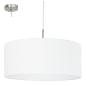 textil, függesztett mennyezeti lámpa E27 60W 53cm fehér Pasteri