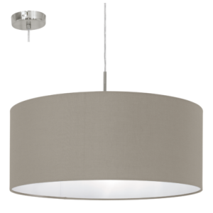 textil, függesztett mennyezeti lámpa E27 60W 53cm szürkésbarna Pasteri