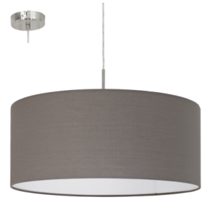 textil, függesztett mennyezeti lámpa E27 60W 53cm barna Pasteri