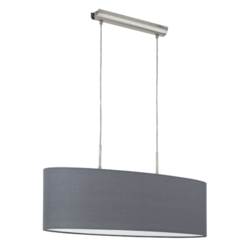 textil, függesztett mennyezeti lámpa E27 2x60W 75cm szürke Pasteri