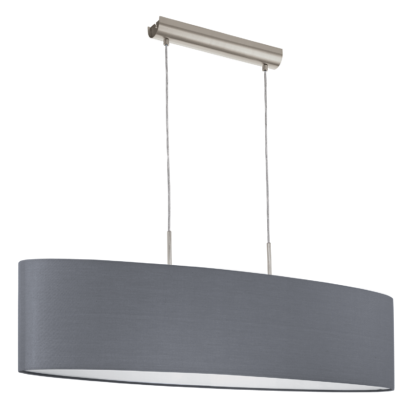 textil, függesztett mennyezeti lámpa E27 2x60W 100cm sötétszürke Pasteri