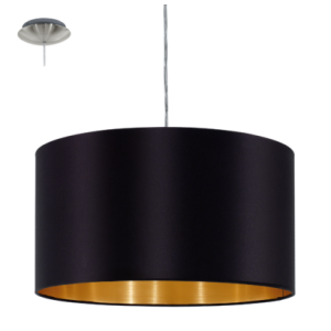 textil, függesztett mennyezeti lámpa E27 60W 38cm fekete/arany Maserlo
