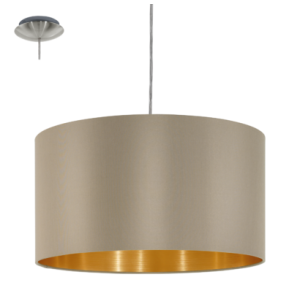 textil, függesztett mennyezeti lámpa E27 60W 38cm barna Maserlo