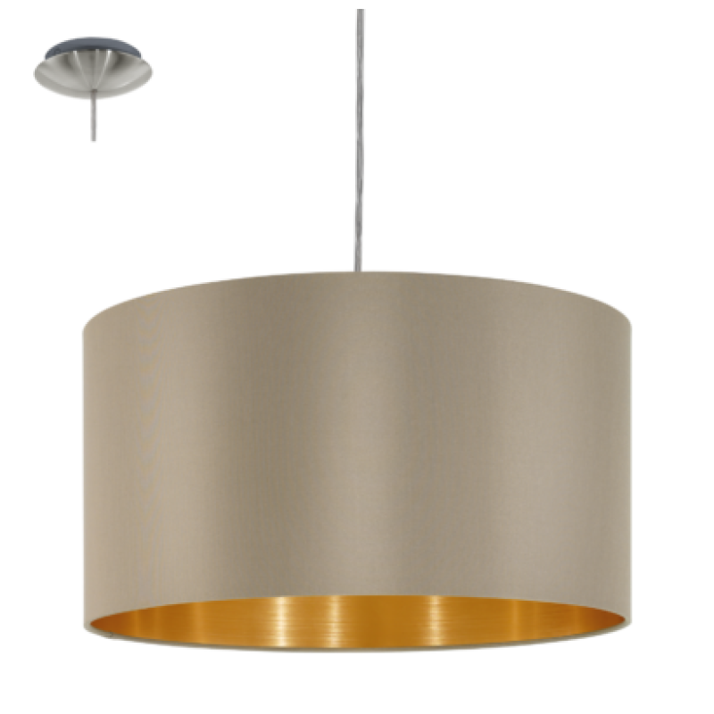 textil, függesztett mennyezeti lámpa E27 60W 38cm barna Maserlo