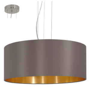 textil, függesztett mennyezeti lámpa E27 3x60W 53cm capp Maserlo