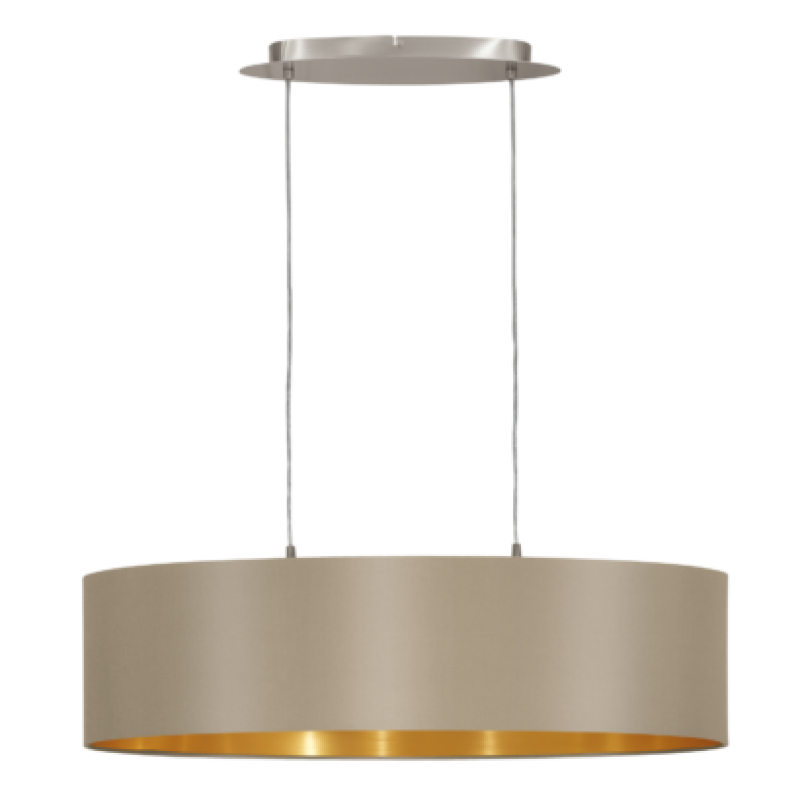 textil, függesztett mennyezeti lámpa E27 2x60W 78cm barna Maserlo