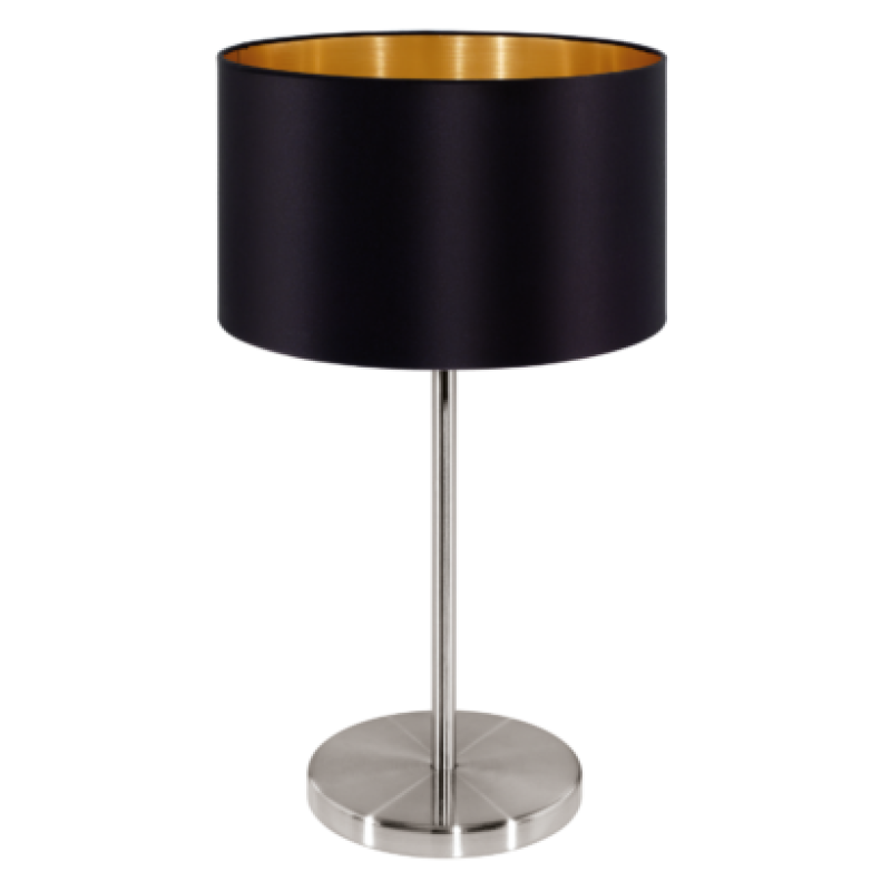 textil asztali lámpa E27 60W fekete Maserlo