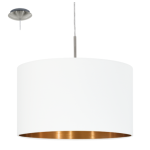 textil függesztett mennyezeti lámpa E27 60W 38cm fehér/réz Pasteri