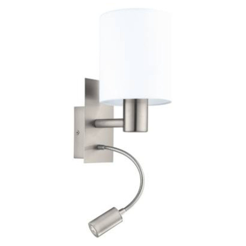 fali lámpa E27 40W+3,5W LED matt-nikkel/fehér Pasteri