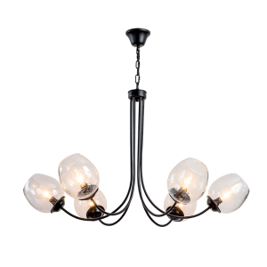 Kayla fekete csillár, 6xE27, IP20