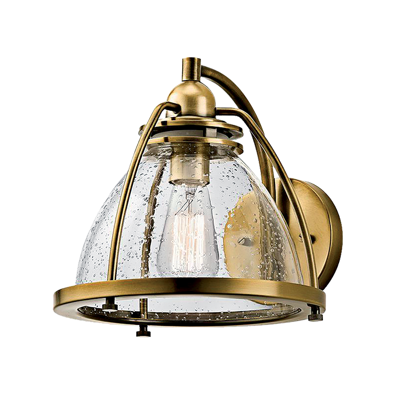 Bryan antik réz és üveg vintage fali lámpa, 1xE27, IP20