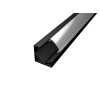 Aluminium sarok LED profil CR1B fekete,  víztiszta fedővel