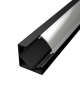 Aluminium sarok LED profil CR1B fekete,  víztiszta fedővel