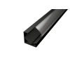 Aluminium sarok LED profil  CR1B, fekete, opál fedővel