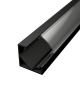 Aluminium sarok LED profil  CR1B, fekete, opál fedővel