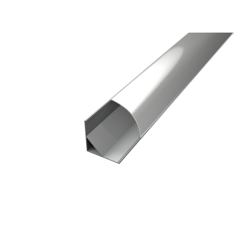 Aluminium sarok LED profil CR2 ezüst színű eloxált opál fedővel