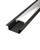Aluminium süllyesztett LED profil R1B fekete színű , opál fedővel
