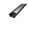 Aluminium süllyesztett LED profil R1B fekete színű, víztiszta fedővel