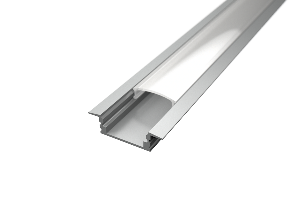 Aluminium süllyesztett LED profil R1S ezüst színű eloxált opál fedővel