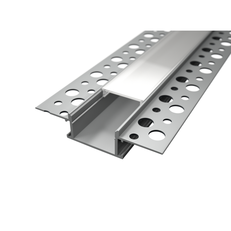 Aluminium gipszkartonba süllyeszthető LED profil R5 ezüst színű eloxált opál fedővel