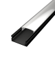 U alakú LED profil SF1B fekete színű eloxált opál fedővel