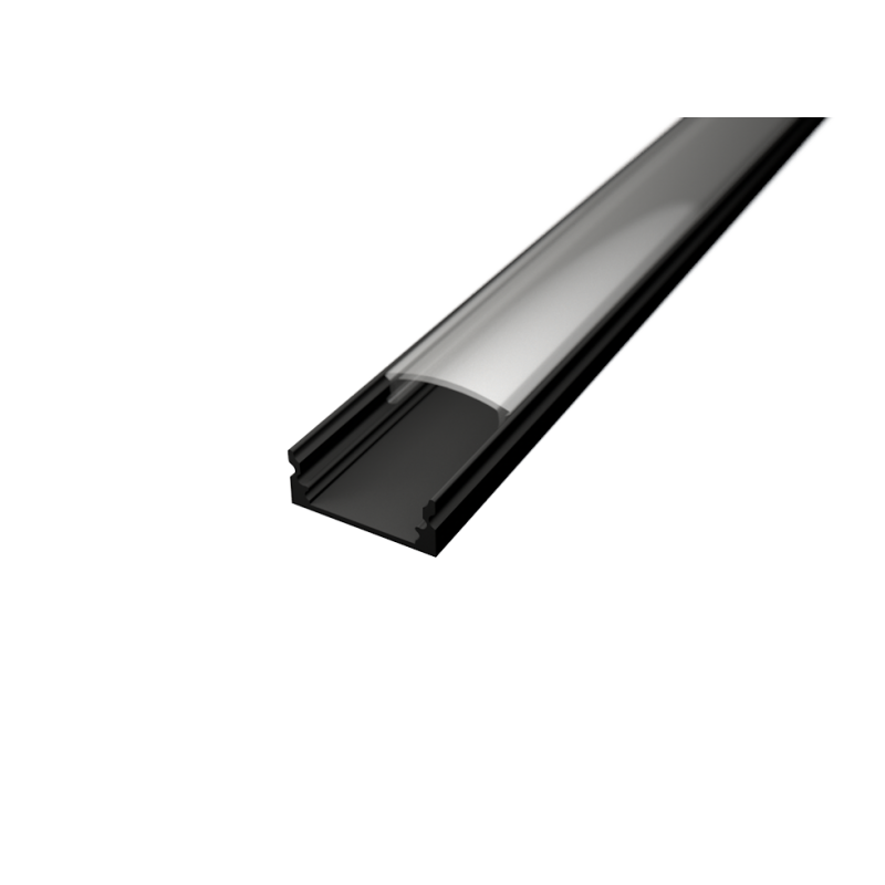 U alakú LED profil SF1B fekete színű víztiszta fedővel