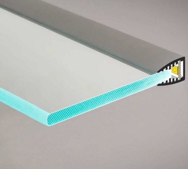 Aluminium U profil , LED szalaghoz  , 5 mm-es üveglaphoz , EDGE-1