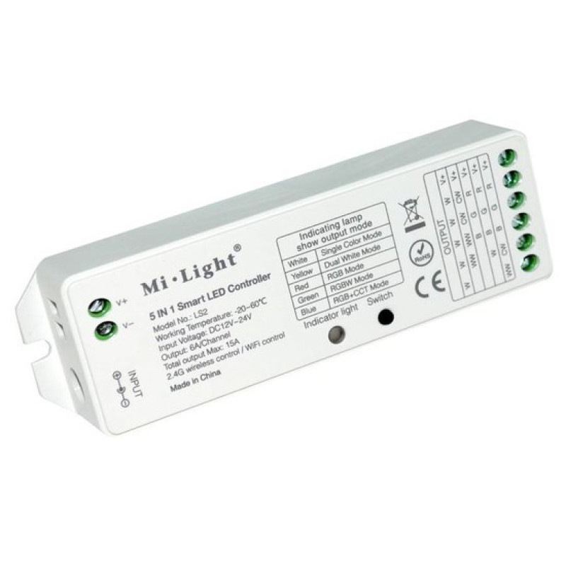 Miboxer Univerzális LED szalag vezérlő, 5in1, RF, SMART, 15A, 12-24V, Mi-Light