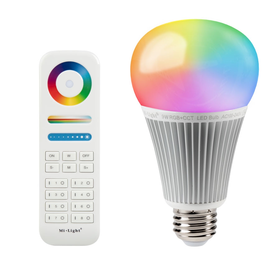Mi-Light 9 W RGB+CCT SMART LED fényforrás, izzó,  E27 foglalat