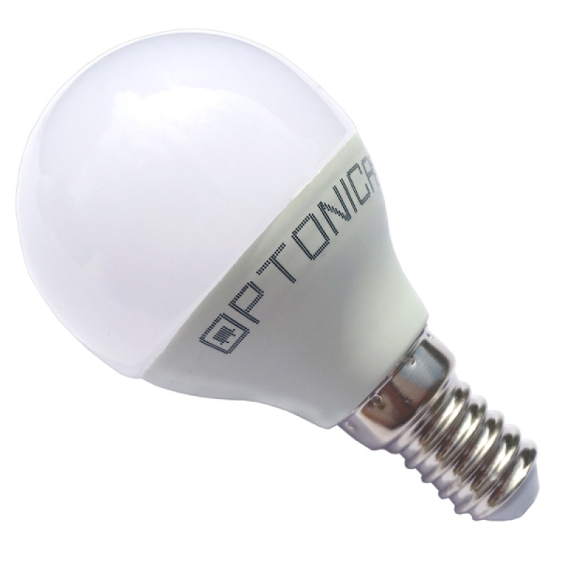 LED lámpa, égő, E14 foglalat, P45 körte forma, 6 watt, 240°,  hideg fehér - Optonica