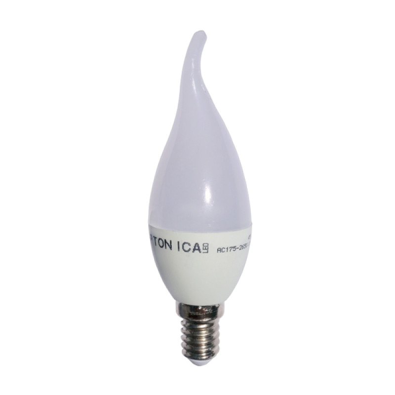 LED lámpa égő, E14 foglalat, gyertya láng forma, 6 watt, meleg fehér