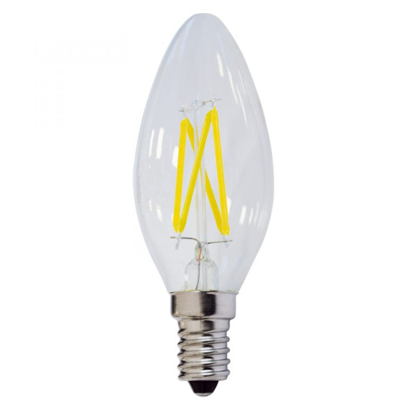 LED lámpa égő, E14 foglalat, gyertya forma, 4 watt, Filament, meleg fehér, dimmelhető