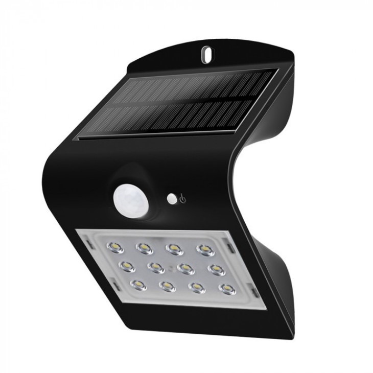 Napelemes LED lámpa 1,5 Watt mozgásérzékelővel fekete