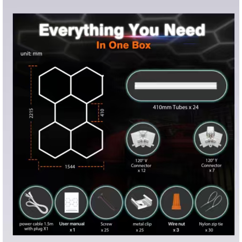 HUGOLED HEXA CORE-5 SPI Digitális Hexagon LED Lámpa szett WIFI és RF vezérléssel 5 Modul- 14505