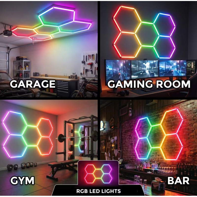 HUGOLED HEXA CORE-5 SPI Digitális Hexagon LED Lámpa szett WIFI és RF vezérléssel 5 Modul- 14505