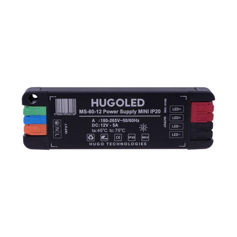 LED Tápegység Beltéri Szuper Mini MS-60-12 IP20 60W 12V - HUGOLED 31102