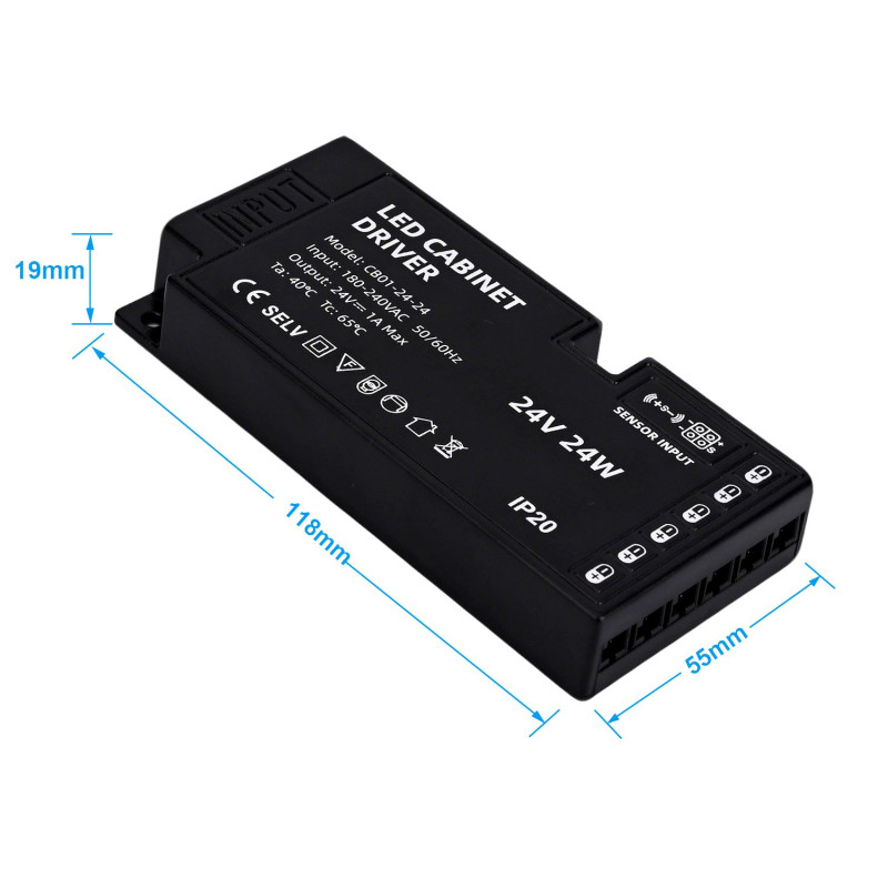 LED Tápegység Bútorvilágításhoz 24W 24VDC Csatlakozó kábellel - HUGOLED 31607