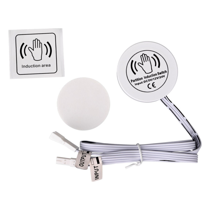 Rejtett Érintésmentes Kapcsoló és Dimmer LED Bútorvilágításhoz 12-24VDC 60/120W Fehér - HUGOSENSE 36504