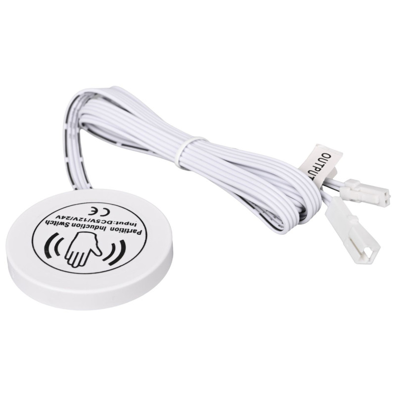 Rejtett Érintésmentes Kapcsoló és Dimmer LED Bútorvilágításhoz 12-24VDC 60/120W Fehér - HUGOSENSE 36504